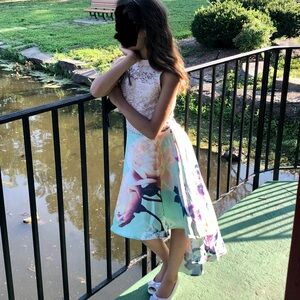 Speechless Big Girls Lace Bodice High Low Floral Dresss